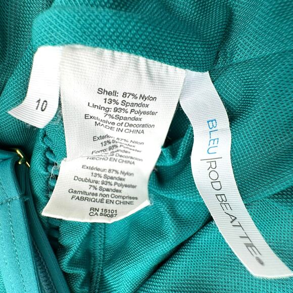 BLEU ROD BEATTIE Womens 10 Teal Green Behind the Seams Padded One Piece Swimsuit - Picture 6 of 10